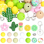 DIY Kecchain Making Kits, including Silicone Beads, Alloy Key Rings with Lobster Claw Clasp, Brass Grade A Rhinestone Spacer Beads