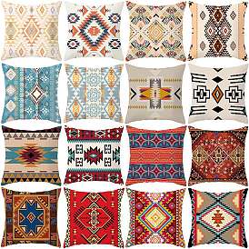 Polyester Pillow Covers, Bohemian Style Pattern Cushion Cover, for Couch Sofa Bed, Square, without Pillow Filling