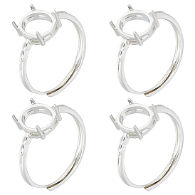 4шт. регулируемые настройки для колец-солитеров из латуни, настройки зубчатого кольца, овальные