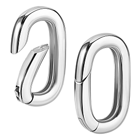 2 шт. 925 Кольца с пружинным затвором из стерлингового серебра, овал со штампом 925