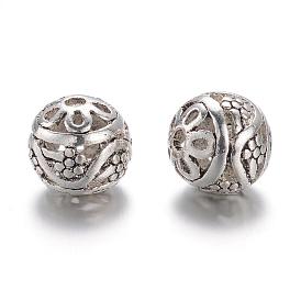 Tibetan Style Alloy Beads, Round, Hollow, 10x11x11mm, Hole: 2mm