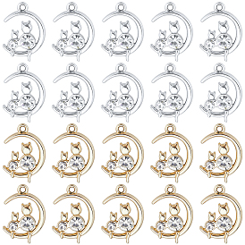 36шт 2 цветной сплав с подвесками из горного хрусталя, обереги кота и луны