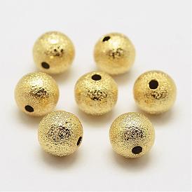 Brass Textured Beads, Round, Cadmium Free & Nickel Free & Lead Free