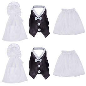 2 Conjuntos de organza y tela para fundas de botellas de vino para novios, envoltura de vino de regalo de boda, con botones de plástico