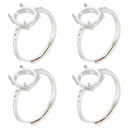 4шт. регулируемые настройки для колец-солитеров из латуни, настройки зубчатого кольца, овальные