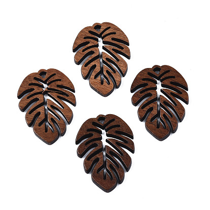 Natural Walnut Wood Pendants, Tropical Leaf
