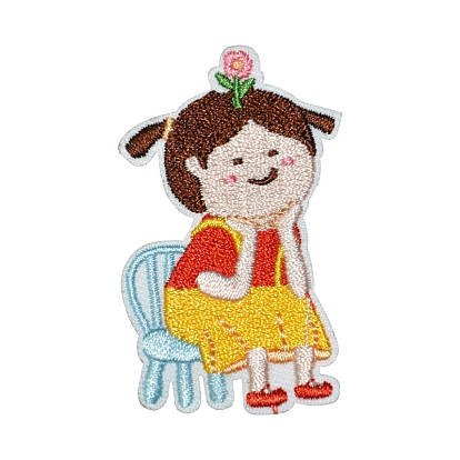 Computerized Embroidery Polyester Sew on Patches, Costume Accessories, Girl