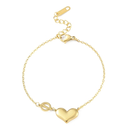 Ионное покрытие (ip) 304 браслеты из нержавеющей стали для женщин, с прелестями напыщенного сердца