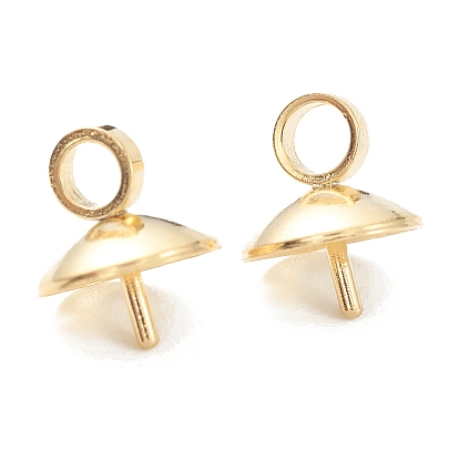 304 Stainless Steel Cup Pear Cup Peg Bails Pin Pendants, For Half Drilled Beads
