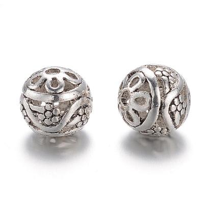 Tibetan Style Alloy Beads, Round, Hollow, 10x11x11mm, Hole: 2mm