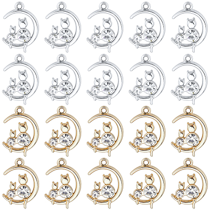 36шт 2 цветной сплав с подвесками из горного хрусталя, обереги кота и луны