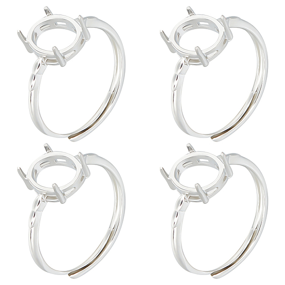 4шт. регулируемые настройки для колец-солитеров из латуни, настройки зубчатого кольца, овальные