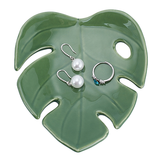 Поднос для украшений из фарфора, лист