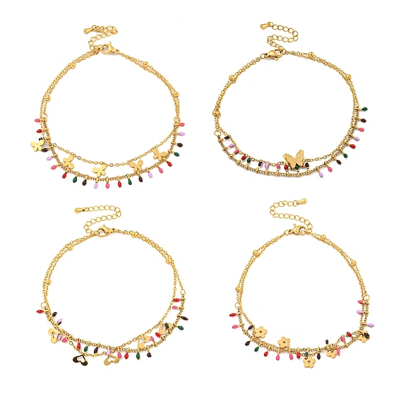 Бохо 304 эмалированные браслеты из нержавеющей стали, двухслойные браслеты