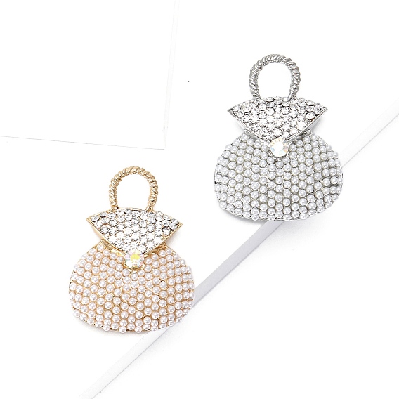 Броши из сплава handtasche со стразами для одежды рюкзака, с имитацией жемчужина бисера