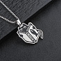 304 Stainless Steel Black Cat with Book Pendant Box Chain Necklaces