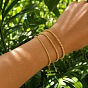 Brass Round Beaded Braided Cord Bracelet Sets for Women Men, Adjustable Stackable Bracelets