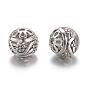 Tibetan Style Alloy Beads, Round, Hollow, 10x11x11mm, Hole: 2mm