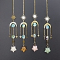 Gemstone Star Sun Catcher Hanging Ornaments with Brass Sun, for Home, Garden Decoration, Golden
