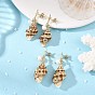 304 Stainless Steel with Natural Pearl Beads Stud Earrings, Starfish, Spiral Shell Dangle Earrings for Women