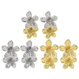 304 Stainless Steel Flower Stud Earrings for Women