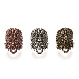 Retro Brass Beads, Long-Lasting Plated, Skull