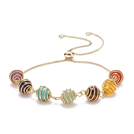 Natural & Synthetic Mixed Gemstone Braided Link Slider Bracelet, 7 Chakra Brass Wire Wrap Jewelry for Women
