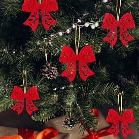 Non-woven Fabric Bowknot Pendant Decorations, for Christmas Tree Hanging Ornaments