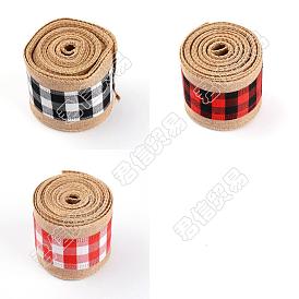 3rouleau 3 ruban polyester et chanvre style, plat à motif tartan