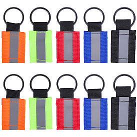10шт. 5 цвета прямоугольные полиэстерные брелоки-подвески, с железным кольцом, чёрные