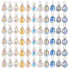 110шт 11 цвета подвески из гальванического стекла, слеза, с серебряной медной проволокой, граненые