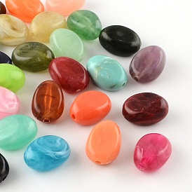 Oval Imitation Gemstone Acrylic Beads, 18x13x9.5mm, Hole: 2mm, about 310pcs/500g