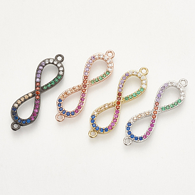 Brass Micro Pave Cubic Zirconia Links, Infinity, Colorful