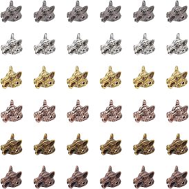 Сплавочные овальные бусины тибетского стиля , волк