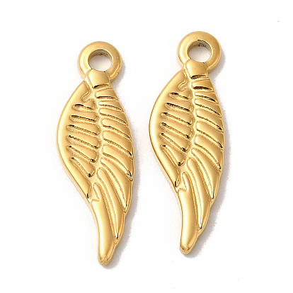 Manual Polishing 304 Stainless Steel Pendants, Wing Charm