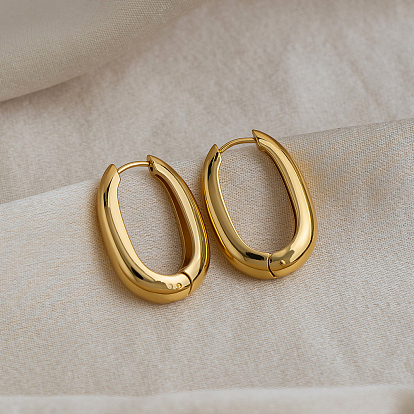 304 Stainless Steel Hoop Earrings for Women, Oval