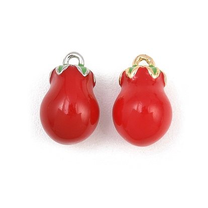 Brass Enamel Pendants, Eggplant Charms