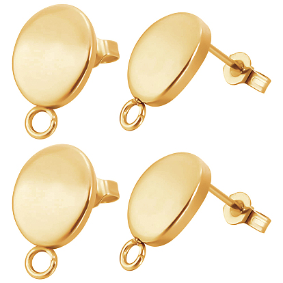 30шт. ионное покрытие (IP) 304 фурнитура для сережек-гвоздиков из нержавеющей стали, с петлей, овальные