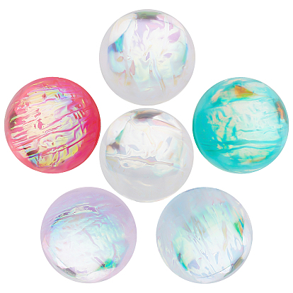 30 pcs 6 couleurs cabochons en résine, couleur ab , imitation opale de souffle du dragon synthétique, demi-tour