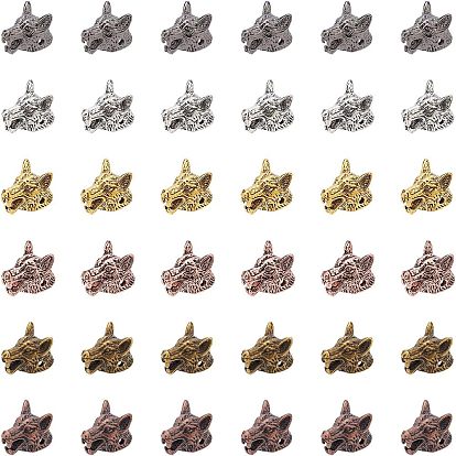 Сплавочные овальные бусины тибетского стиля , волк