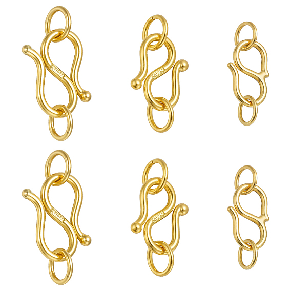 6 шт. 3 стили 925 застежки S-образные из стерлингового серебра, компоненты разъема для изготовления ювелирных изделий, с замшевой тканью из поликарбоната квадратной серебряной полировальной салфеткой