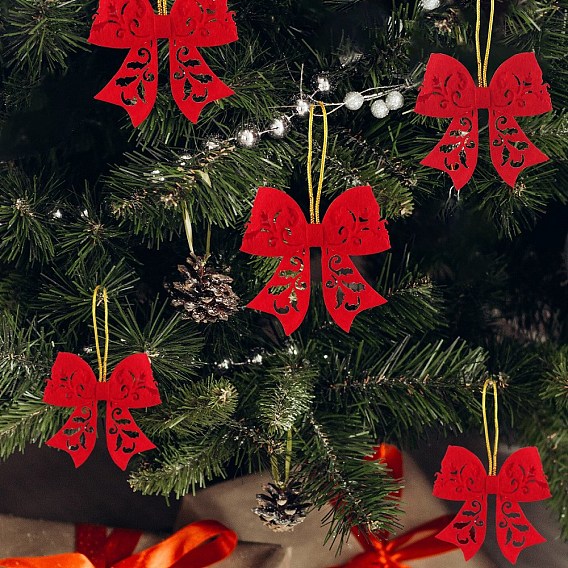 Подвесные украшения с бантом из нетканого материала, для подвесных украшений на елку