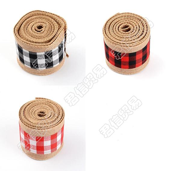 3Rolle 3 Polyester- und Hanfband, flach mit Schottenmuster
