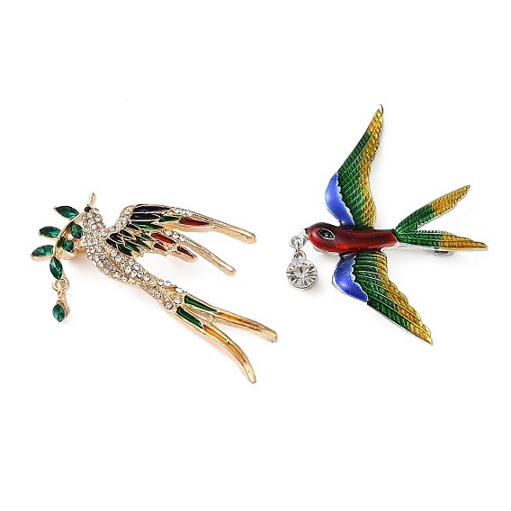 Эмалевые булавки со стразами ласточка/феникс, булавки из сплава для лацканов одежды рюкзака