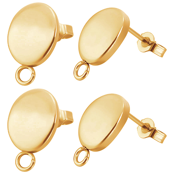 30шт. ионное покрытие (IP) 304 фурнитура для сережек-гвоздиков из нержавеющей стали, с петлей, овальные