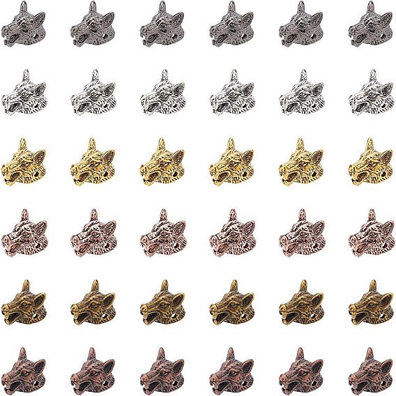 Сплавочные овальные бусины тибетского стиля , волк