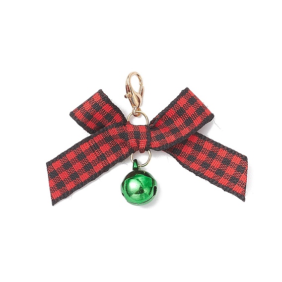 Латунный колокольчик и подвеска-бантик из полиэстера ручной работы, с цинковым сплавом застежками омаров коготь