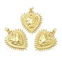 Rack Plating Brass Pendants, with Jump Ring, Lead Free & Cadmium Free, Long-Lasting Plated, Heart Charms