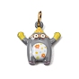 Printed 304 Stainless Steel Pendants, Cartoon Mouse with Flower Charms, Golden