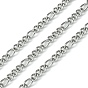 304 Stainless Steel Figaro Chains, Unwelded, with Spool